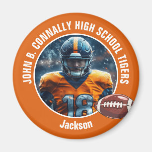 Oranje middelbare school Football speler foto Magneet