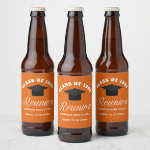 Oranje middelbare school reünie gepersonaliseerde bier etiket