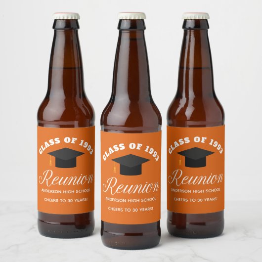 Oranje middelbare school reünie gepersonaliseerde  bier etiket (Flessen)