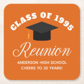 Oranje middelbare school reünie gepersonaliseerde  kartonnen onderzetters (Voorkant)