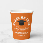 Oranje middelbare school reünie gepersonaliseerde papieren bekers (Achterkant)