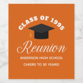 Oranje middelbare school reünie gepersonaliseerde  wijn etiket (Enkel label)