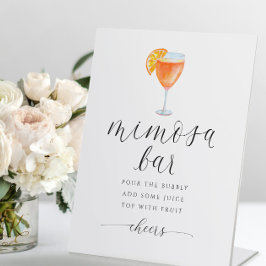 Oranje Mimosa Bar Bruiloftsborrel Bord Waterverf Reclamebord Met Voetstuk