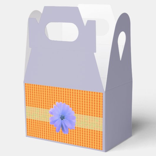 Oranje mini-diamantpatroon met ventilator bedankdoosjes (Geopend)