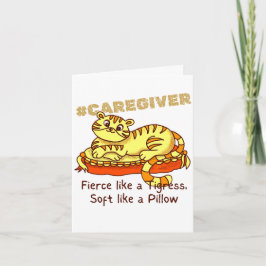 Oranje Mini Tigress op Kussen Cartoon Caregiver Bedankkaart