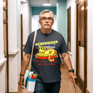 Oranje Mini Tigress op Kussen Cartoon Caregiver T-shirt