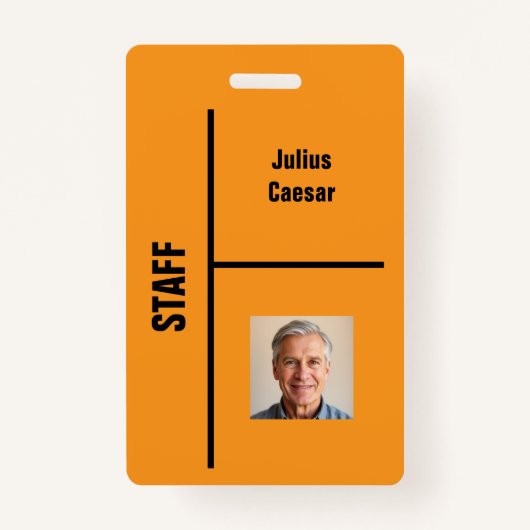 Oranje Minimal Staff Event ID-badge Badge (Voorkant)