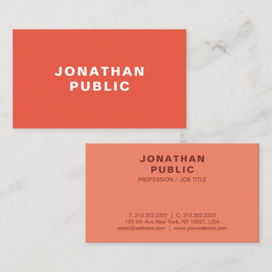 Oranje minimale professionele Sjabloon Visitekaartje (Voorkant / Achterkant)