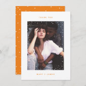 Oranje minimalist dank u bruiloft fotokaart bedankkaart (Voorkant / Achterkant)