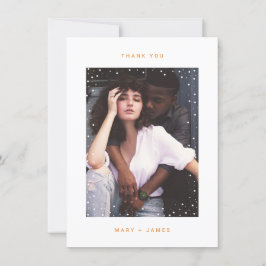 Oranje minimalist dank u bruiloft fotokaart bedankkaart