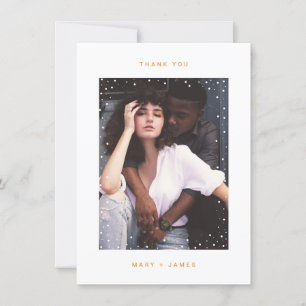 Oranje minimalist dank u bruiloft fotokaart bedankkaart