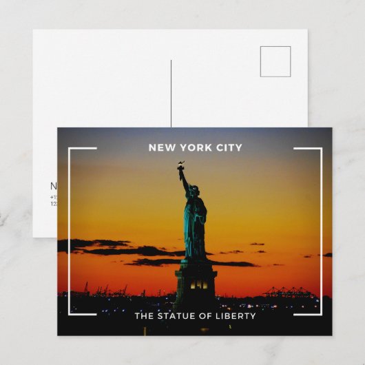 Oranje minimalistisch beeld van het Briefkaart van (Voorkant / Achterkant)