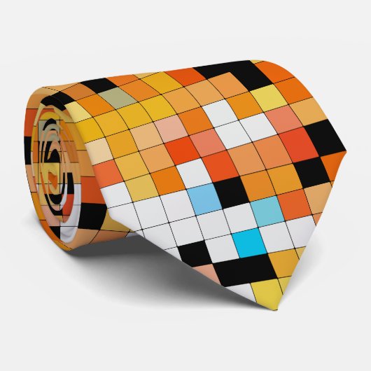 Oranje minimalistisch gecontroleerd geometrisch pa stropdas (Opgerold)