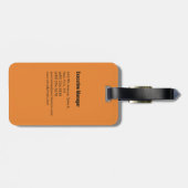 Oranje minimalistisch, modern elegant professionee bagagelabel (Achterkant horizontaal)