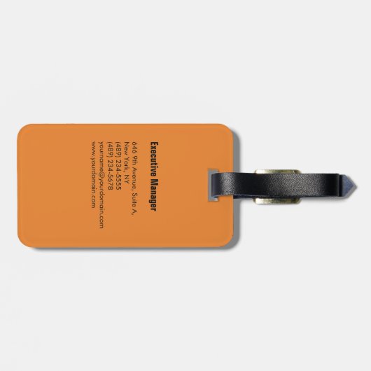 Oranje minimalistisch, modern elegant professionee bagagelabel (Achterkant horizontaal)