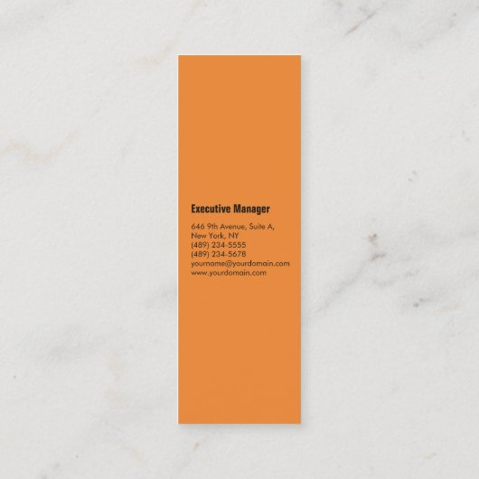Oranje minimalistisch, modern elegant professionee mini visitekaartje (Achterkant)