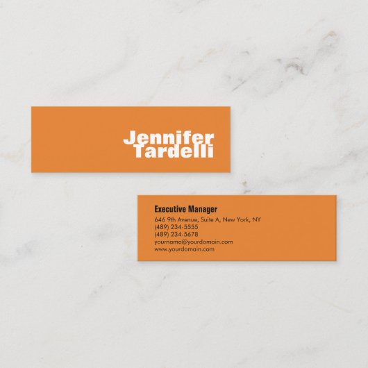 Oranje minimalistisch, modern elegant professionee mini visitekaartje (Voorkant / Achterkant)