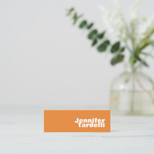 Oranje minimalistisch, modern elegant professionee mini visitekaartje (Staand voorkant)