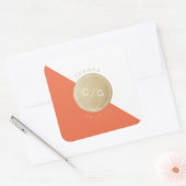Oranje minimalistisch modern monogram bedankt vierkante sticker (Envelop)