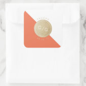 Oranje minimalistisch modern monogram bedankt vierkante sticker (Tas)