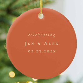 Oranje minimalistische bruiloft kerstversiering keramisch ornament