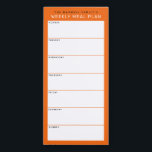Oranje minimalistische eenvoudige gezinsplanning magnetisch notitieblok<br><div class="desc">Schrijf uw diners op dit magnetisch notitieblok voor een gemakkelijke manier om de maaltijden van de week te plannen en het op uw koelkast, paniekdeur of commandocentrum te plakken. De eenvoudige, moderne lay-out in sappig oranje, zwart en wit met sans serif doopvonten zal aan elke visueel georganiseerde maaltijdplanner aantrekkelijk zijn....</div>