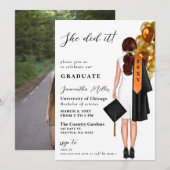 Oranje minimalistische foto ze deed het Afstuderen Kaart (Voorkant / Achterkant)