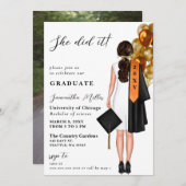 Oranje minimalistische foto ze deed het Afstuderen Kaart (Voorkant / Achterkant)