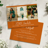 Oranje minimalistische fotocollage afstudeerfeest kaart