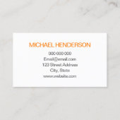 Oranje minimalistische moderne visitekaartjes (Achterkant)