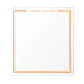 Oranje Minimalistische Monogram Notitieblok (Voorkant)