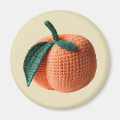 Oranje minimalistische oma Fruit Haakperzik Magneet (Voorkant)
