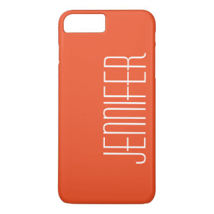 Oranje minimalistische persoonlijke Jumbo Name Sim iPhone 8/7 Plus Hoesje