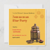 Oranje minimalistische Ramadan Iftar uitnodiging (Voorkant)