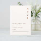 Oranje, minimalistische RSVP-kaart verbrand RSVP Kaartje (Staand voorkant)