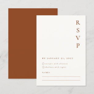 Oranje, minimalistische RSVP-kaart verbrand RSVP Kaartje