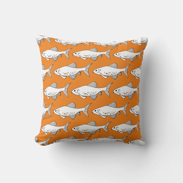 Oranje Minnow Pattern vis Kussen (Voorkant)
