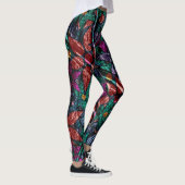 Oranje Mint Paarse Floral #2 Leggings (Rechts)