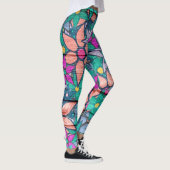 Oranje Mint Pink Floral Leggings (Rechts)