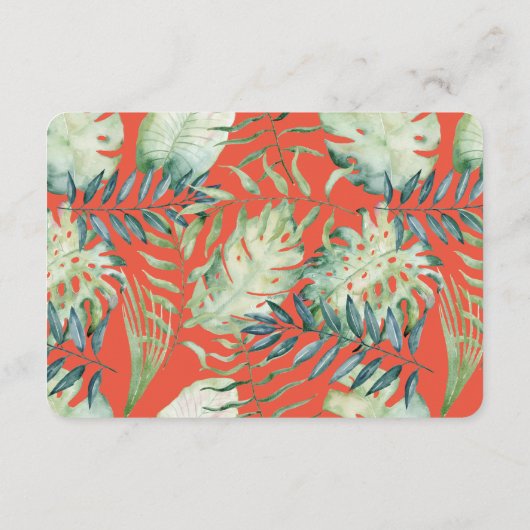Oranje Mint Tropische Groene Bladeren Huwelijk RSV Informatiekaartje (Achterkant)