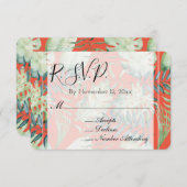 Oranje Mint Tropische Groene Bladeren Huwelijk RSV Informatiekaartje (Voorkant / Achterkant)