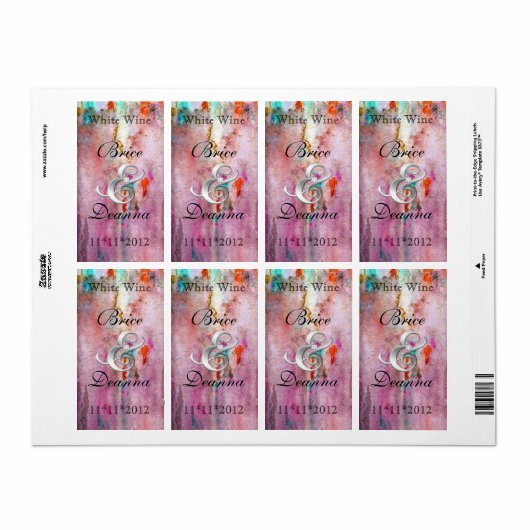 Oranje mist bruiloft wijn label (Full Sheet)