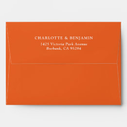 Oranje modern aangepast huwelijk 5,25x7.25 envelop