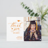 Oranje modern Afstuderen met een minimale foto van Bedankkaart (Staand voorkant)