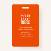 Oranje Modern Bedrijf Logo Employee Foto Badge (Achterkant)