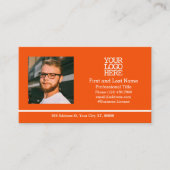 Oranje Modern Bedrijf Logo Employee Foto Visitekaartje (Voorkant)