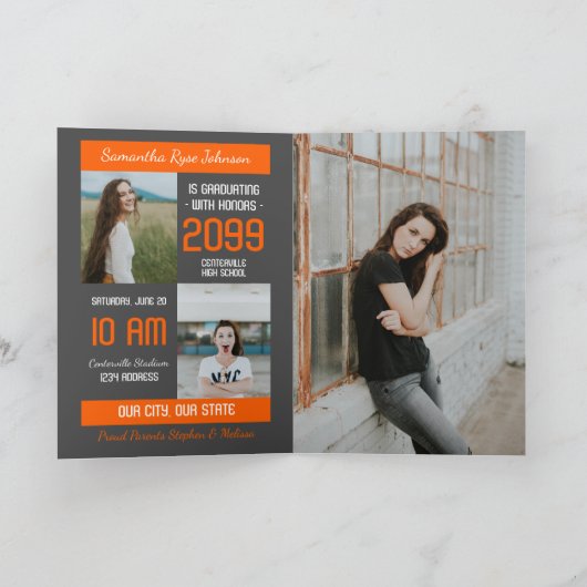 Oranje modern blok 5-Foto Afstuderen (Binnen)