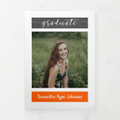 Oranje modern blok 5-Foto Afstuderen Drieluik Uitnodiging (Cover)