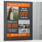 Oranje modern blok 5-Foto Afstuderen Drieluik Uitnodiging (Binnenzijde eerst)