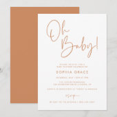 Oranje modern boho genderneutraal Baby shower Kaart (Voorkant / Achterkant)